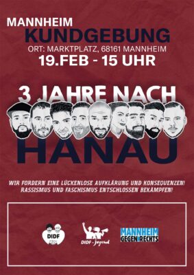 Kundgebung & Mahnwache: Hanau 3 Jahre nach dem Anschlag @ Marktplatz Mannheim | Mannheim | Baden-Württemberg | Deutschland