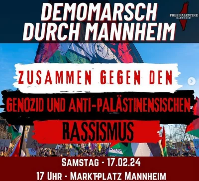 Demo in Mannheim: Zusammenhalt gegen den Genozid und antipalästinensischen Rassismus @ Marktplatz Mannheim | Mannheim | Baden-Württemberg | Deutschland